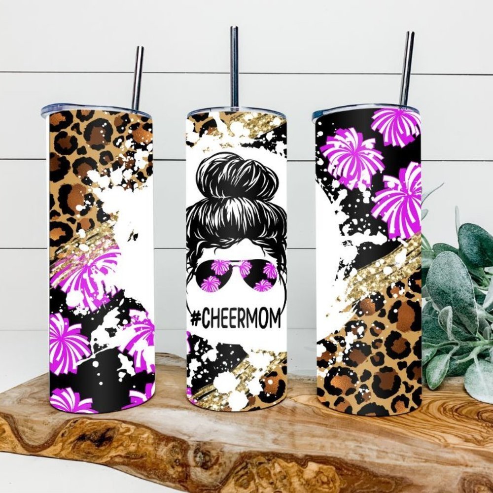 Custom 20oz messy bun #cheermom tumbler!